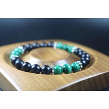 Matte Black Onyx and Malachite Bracelet - Bracelet - Men Jewelry - Stretch Bracelet - Men Bead Bracelet - Heal Bracelet - 8mm beads