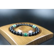 Matte Black Onyx and Malachite Bracelet - Bracelet - Men Jewelry - 8mm beads-Stretch Bracelet - Men Bead Bracelet - Heal Bracelet