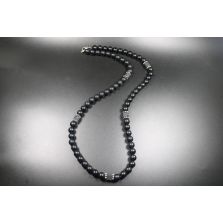 Matte Black Onyx with Cube Lava Balance Necklace, Mens Necklace, Womens Necklace, Stretch Necklace, Gemstone Necklace, Healing Necklace