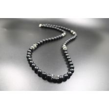 Matte Black Onyx with Cube Lava Balance Necklace, Mens Necklace, Womens Necklace, Stretch Necklace, Gemstone Necklace, Healing Necklace