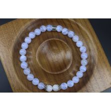 Blue Lace Agate &amp; Moonstone Bracelet (6mm Beads)/Anxiety, Calming