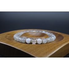 Labradorite, Moonstone &amp; Clear Quartz Bracelet (6mm Beads)/Spiritual, Protection, Calming