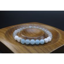 Labradorite, Moonstone &amp; Aquamarine Bracelet (6mm Beads)/'Go with the Flow', Deal with Change, Stress and Fear, New Beginnings, Protection