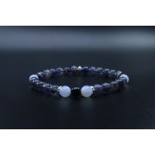 Iolite, Blue Lace Agate &amp; Black Tourmaline Bracelet (6mm Beads)/Wisdom, Inner Vision, Recovery, Addictions, Spiritual, Calming