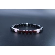Love, Passion, Positive Energy &amp; Protection Bracelet with Black Tourmaline, Hematite, Rose Quartz and Garnet (6mm Beads)