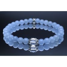 Angelite & Crystal Quartz Bracelet (6mm Beads)