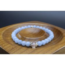 Angelite &amp; Crystal Quartz Bracelet (6mm Beads)