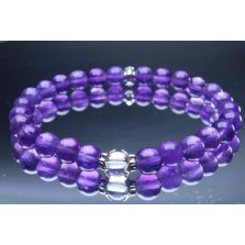 Amethyst & Crystal Quartz Bracelet (6mm Beads)