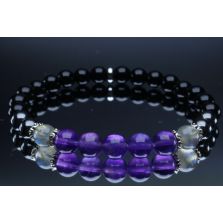 Empath Protection Bracelet with Black Tourmaline, Labradorite, Hematite & Amethyst (6mm Beads)