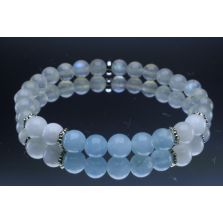 Labradorite, Moonstone & Aquamarine Bracelet (6mm Beads)/'Go with the Flow', Deal with Change, Stress and Fear, New Beginnings, Protection