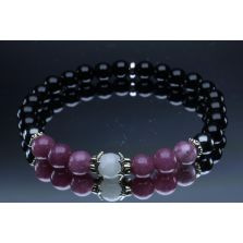 Lepidolite, Moonstone, Hematite & Black Tourmaline Bracelet (6mm Beads)/Sleep, Nightmares, Depression, Protection, Positive Energy, Calming