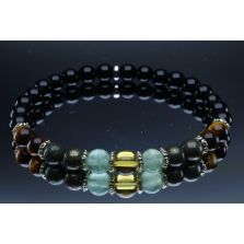 Lucky Bracelet with Jet, Tiger Eye, Pyrite, Green Aventurine & Citrine (6mm Beads)/Good Luck, Prosperity, Wealth, Abundance
