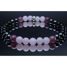 Black Tourmaline, Hematite, Rose Quartz & Lepidolite Bracelet (6mm Beads)/Depression, Anxiety, Protection, Empath