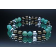 Amazonite, Smoky Quartz & Clear Quartz Bracelet (6mm Beads)/Anxiety, Depression, Empath Protection, Positive Energy, Inner Peace