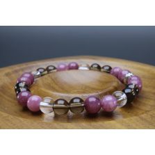 Lepidolite, Smoky Quartz &amp; Clear Quartz Depression/Mental Health Support Bracelet (6mm Beads)