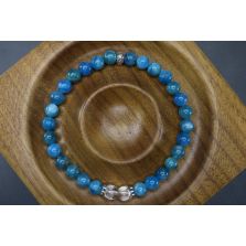 Blue Apatite &amp; Crystal Quartz Bracelet (6mm Beads)