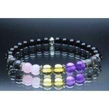Empath Bracelet with Black Tourmaline, Black Labradorite, Amethyst, Citrine & Rose Quartz (6mm Beads)
