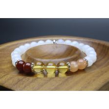 Moonstone, Sunstone, Citrine &amp; Carnelian Bracelet (6mm Beads)/Positive Energy, Self-Esteem, Self-Worth, Stabilizing, Joy, New Beginnings