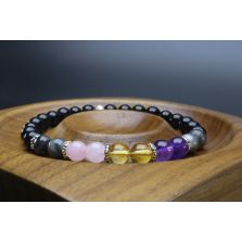 Empath Bracelet with Black Tourmaline, Black Labradorite, Amethyst, Citrine &amp; Rose Quartz (6mm Beads)