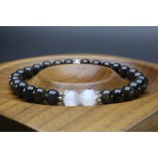 Arfvedsonite &amp; Selenite Bracelet (6mm Beads)/Manifestation, Control, Positive Energy, Spiritual, Hope, Reassurance