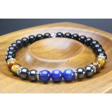 Kyanite, Tiger Eye, Hematite &amp; Black Tourmaline Bracelet (6mm Beads)/Strength, Courage, Endurance, Perseverance, Protection