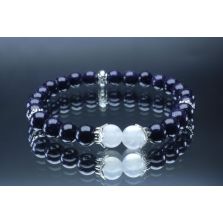 Blue Goldstone & Selenite Bracelet (6mm Beads)/Protective Energy, Positivity, Courage, Grounding, Spiritual