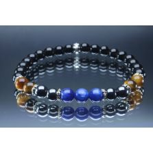Kyanite, Tiger Eye, Hematite & Black Tourmaline Bracelet (6mm Beads)/Strength, Courage, Endurance, Perseverance, Protection