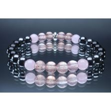 Love & Protection Bracelet with Black Tourmaline, Hematite, Rose Quartz and Strawberry Quartz (6mm Beads)