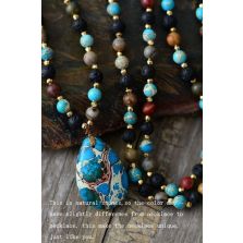 Water Drop Labradorite &amp; Onyx Pendant Necklace