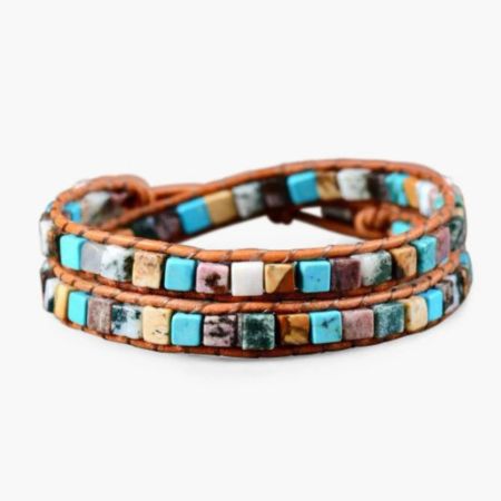 Celestial Natural Stone Leather Bracelet