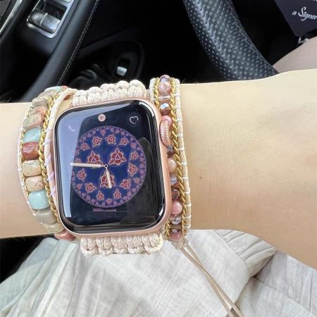 Colorful Jasper Rhodonite Beaded Apple Watch Strap | Band 38mm 40mm 41mm 42mm 44mm 45mm 46mm 49mm | Compatible with all Apple Watch Series