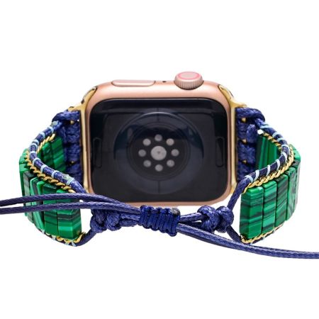 Arcane Malachite Apple Watch Strap – Handwoven Rectangular Bead Design