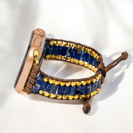 Hushed Seas Lapis Apple Watch Strap – Handmade Lapis Lazuli & Jasper Bracelet Band