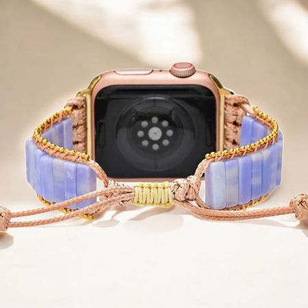Plum Agate Apple Watch Strap – Handmade Boho Natural Stone Bracelet Band