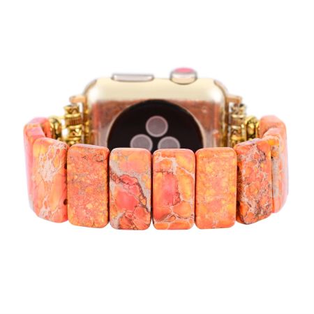 Orange Stone Beaded Stretch Watch Band – Boho Style for Apple Watch