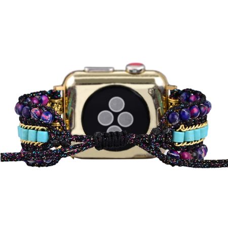 Imperial Jasper Beaded Woven Watch Band – Boho Apple Watch Strap