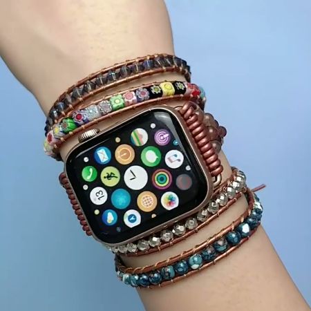 Imperial Flower Protection Wrap Bracelet – Boho Healing Crystal Leather Bracelet