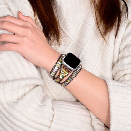 Boho Beaded Apple Watch Band – Handmade Bracelet Strap for Series 10/9/8/7/6/SE (38–49mm)