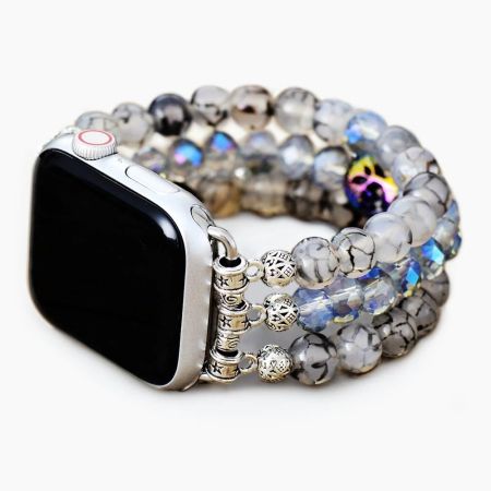 Labradorite Crystal Stretch Apple Watch Band – Handmade Transformative Stone Bracelet Strap (38–45mm)