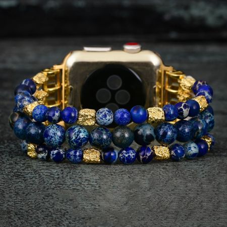 Emperor Jasper Royal Stretch Apple Watch Band – Bold & Courageous Natural Stone Bracelet (38–45mm)