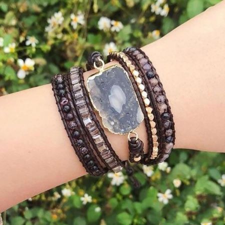 Ocean Agate & Jasper 5-Layer Gemstone Wrap Bracelet
