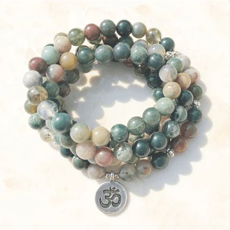 108 Natural Indian Agate Mala Prayer Beads – Meditation Necklace & Bracelet