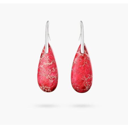Red Imperial Jasper Teardrop Earrings