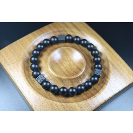 Matte Black Onyx with Cube Lava Balance Bracelet,Healing Bracelet-8mm beads,Mens Bracelet,Womens Bracelet,Stretch Bracelet,Gemstone Bracelet