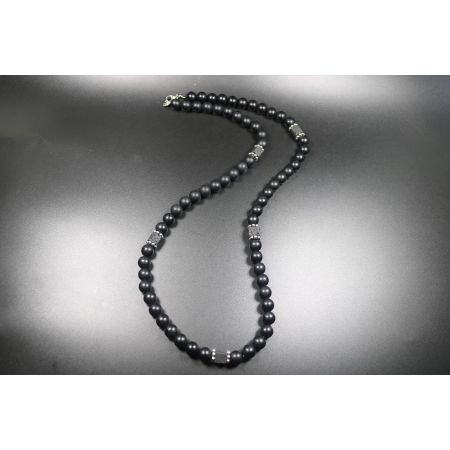 Matte Black Onyx with Cube Lava Balance Necklace, Mens Necklace, Womens Necklace, Stretch Necklace, Gemstone Necklace, Healing Necklace