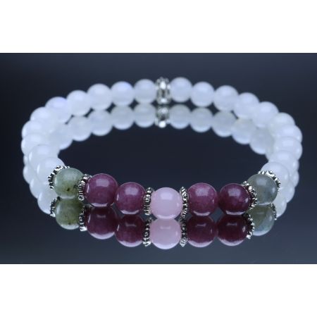 Moonstone, Labradorite, Lepidolite & Rose Quartz Bracelet (6mm Beads)