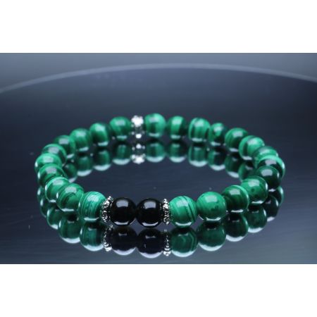 Malachite & Black Tourmaline Bracelet (6mm Beads)/Protection, Positive Energy, Strength