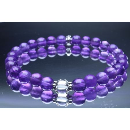 Amethyst & Crystal Quartz Bracelet (6mm Beads)