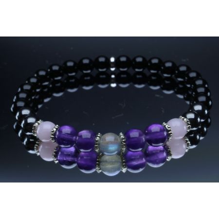 Empath Protection Bracelet with Black Tourmaline, Hematite, Rose Quartz, Amethyst & Labradorite (6mm Beads)