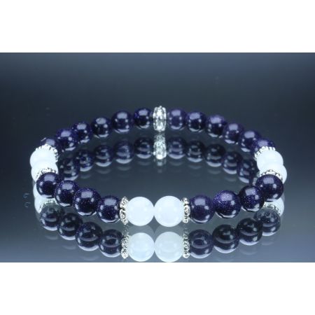Blue Goldstone & Moonstone Bracelet (6mm Beads)